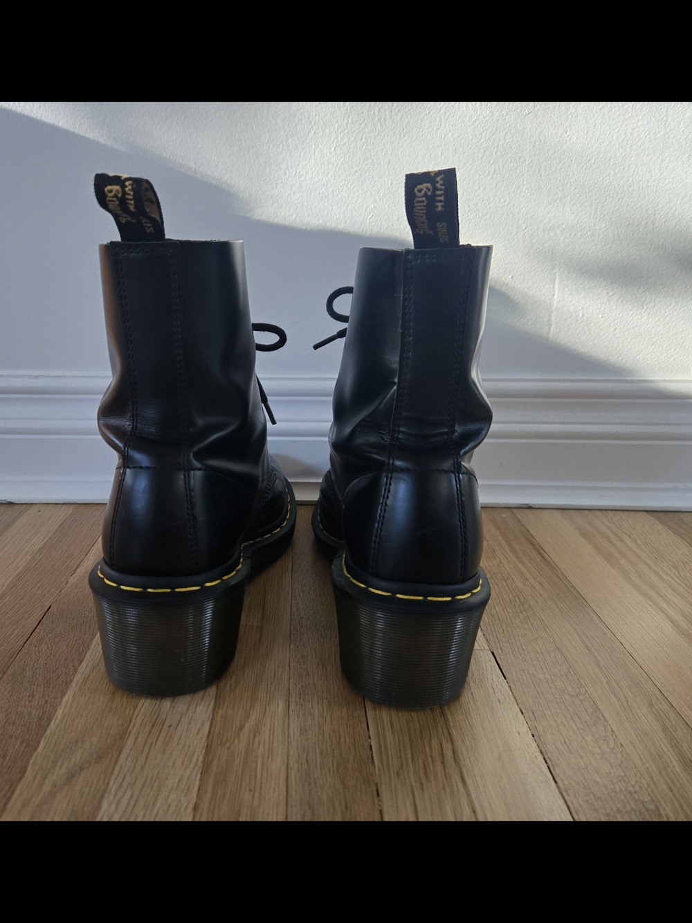 Dr. Martens Black Leather Almond Toe Heeled Boots | Women's 9 - Picture 3 of 7